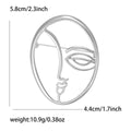 Abstract Single Line Face Brooch in an Oval Metal Frame view 7