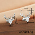 Crystal Reindeer Head Stud Earrings in Gold or Silver Tone view 4