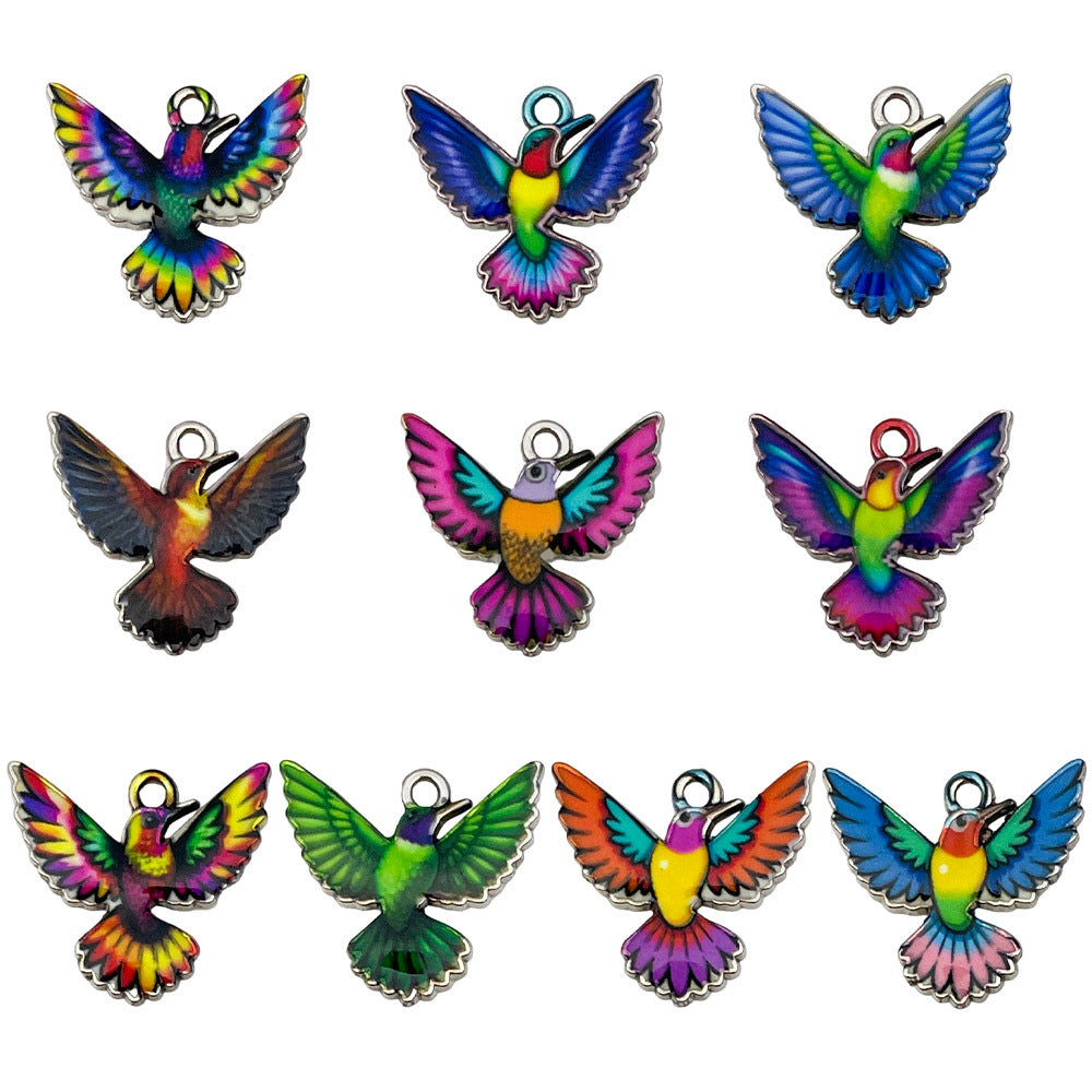 Colorful Enamel Zinc Alloy Hummingbird Kingfisher Bird Charm Pendant for DIY Bracelet Necklace