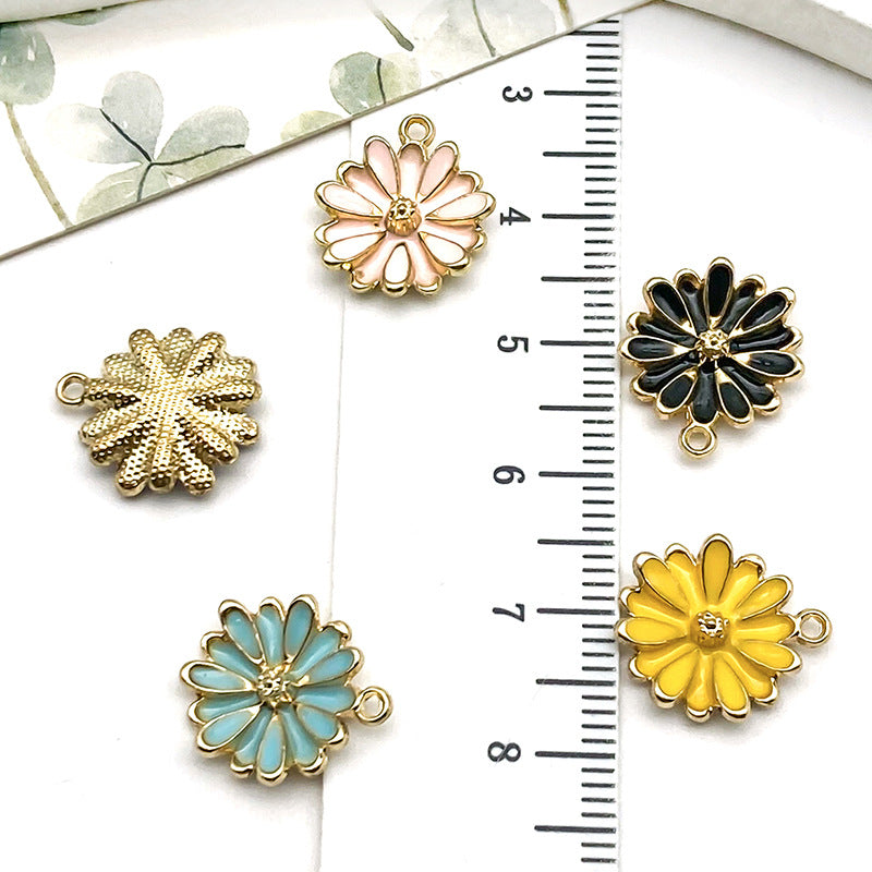 Enamel Zinc Alloy Flower Enamel Charm Pendants