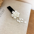 Pearl Flower Velvet and Crystal Flower Hair Clips Two Styles view 6