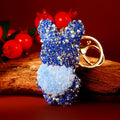 Rose Texture Teddy Bear Keychains with Hearts, Pearls and Crystals view 6
