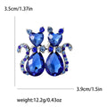 Pair of Crystal Cat Brooches in Emerald Green and Sapphire Blue view 7