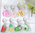 Silver Tone Colorful Acrylic Food and Animal Huggie Earrings view 2