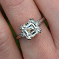 Silver Tone Asscher Cut CZ Ring With Round Side Stones view 2