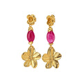 Gold Flower Necklace Pink Teal Beads Matching Drop Earrings view 5