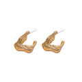 Crinkled Geometric Stud Earrings in Gold and Silver view 5