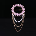 Crystal Circle Brooch with Pearl and Draped Chains view 7