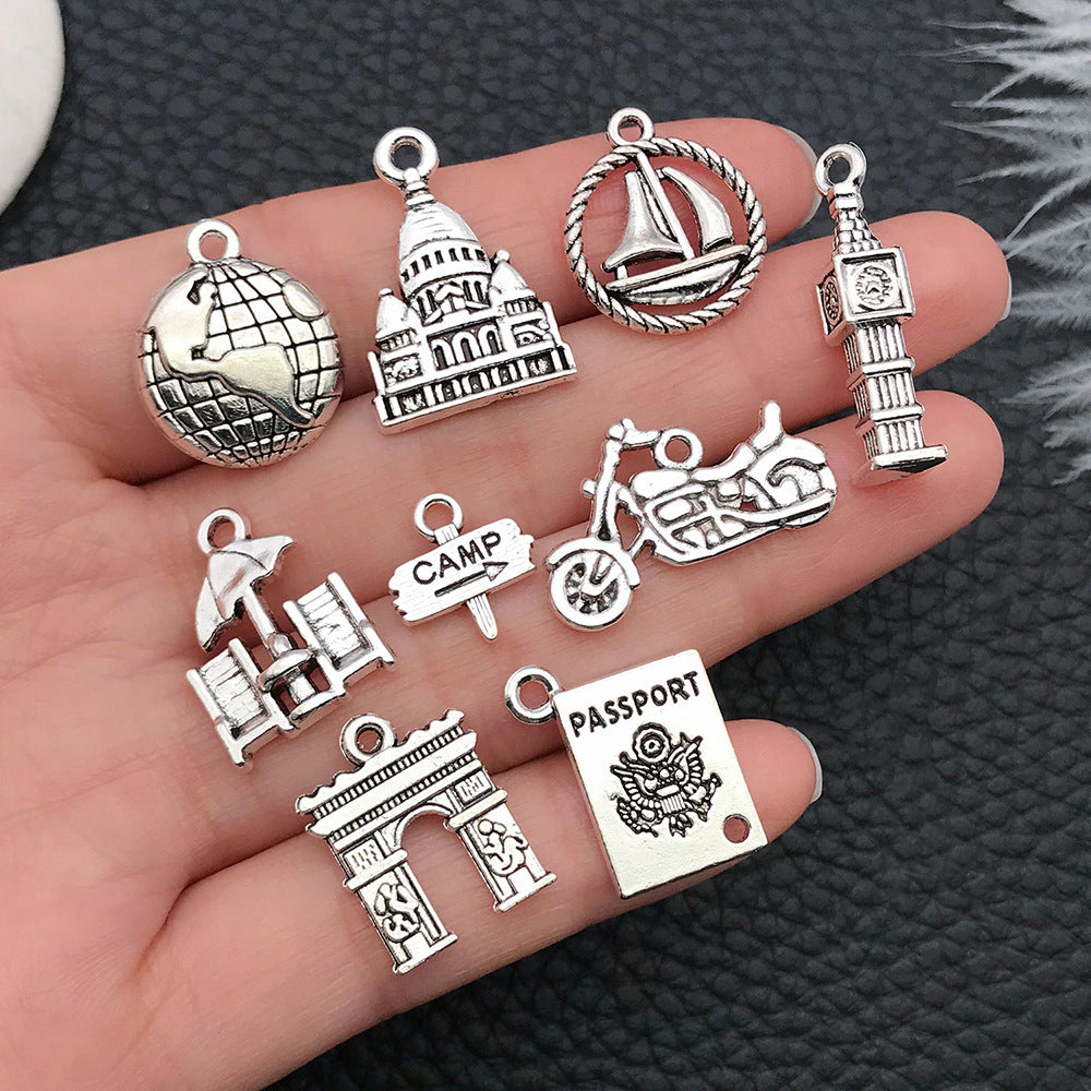 Iron Tower Airplane Ship Car Model Charm Pendants for DIY Earrings Keychain Jewelry