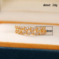 Gold Silver Pave Cuban Chain Link Band Ring Metal Alloy view 5