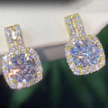 Colored Round Solitaire Square Halo Drop Earrings In Six Variants view 2