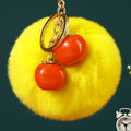 Twin Persimmon Plush Pom Keychains in Fifteen Listed Loop Colors view 12