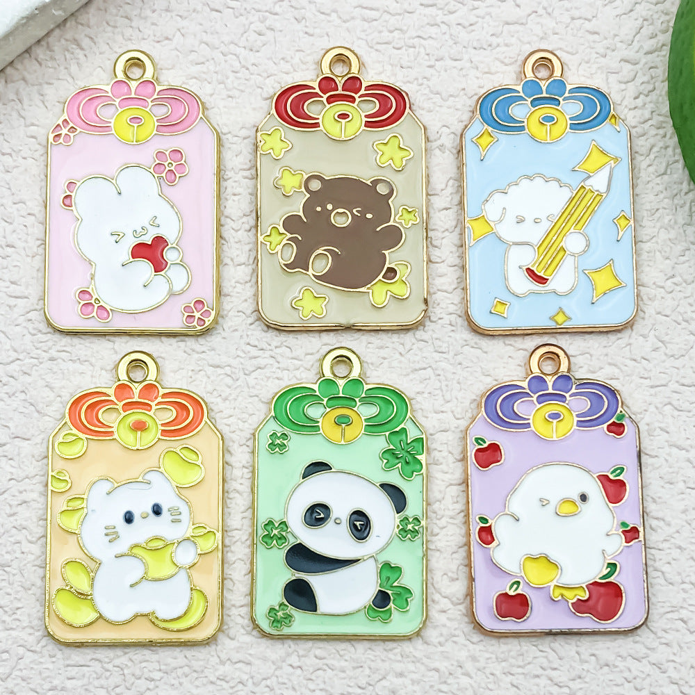 Zinc Alloy Enamel Omamori Blessing Charm Pendant for DIY Keychain Jewelry