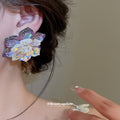 Crystal Flower Cluster Stud Earrings In Six Colorways view 4