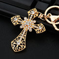 Mixed Jeweled Cross Keychains in Four Designs with Braided Loop Options view 7