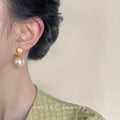 Cotton Pearl Drop Stud Earrings Black Champagne Two Colorways view 2