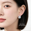 Silver-Tone Mother-of-Pearl Hollow Rose Outline Stud Earrings view 2