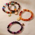 Natural Agate Bead Bracelets With Gold Steel Charms view 4