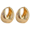 Gold Chunky Teardrop Huggie Hoops Crystal Star Accents view 5