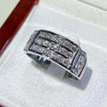 Triple-Row Baguette Channel Wide Ring In Polished Silver Tone view 3