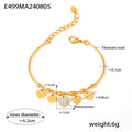 Gold Bead Heart Charm Bangle Bracelet Rhinestone Center view 6