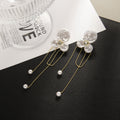 Pearl Look Cluster Gold Chain Extra Long Stud Earrings view 2