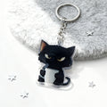 Black Cat Holding Cup Keychain With Organza Bag And Tag Option view 3