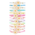 Twelve Daisy Cord Bracelets Adjustable Multicolor Set view 5