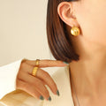 Chunky Hollow Crescent Hinge Hoop Earrings Gold Steel view 4
