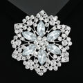 Large Crystal Flower Brooch in Gold or Silver Tone view 3