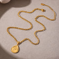 Stainless Steel Embossed Flower Teardrop Heart Pendant Necklaces view 4