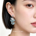 Silver Tone Aqua Chip Cluster Pearl And Shell Shape Drop Earrings view 2