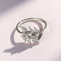 Leaf Marquise Clear Stone Spray Ring Gold White Metal view 6