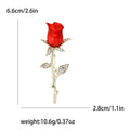 Red Rose Long Stem Brooch Decorative Lapel Pin For Jackets And Scarves view 5