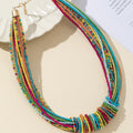 Multicolor Seed Bead Multi-Strand Necklace With Gold-Tone Clasp view 2