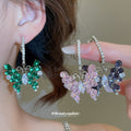 Purple Crystal Butterfly Hoop Stud Earrings Jewelry view 2