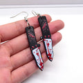 Silver Tone Bloody Weapon Printed Acrylic Hook Earrings view 5