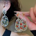 Gold And Silver Tone Multicolor Oval Drop Earrings view 1