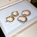 Crystal Pearl Hoop Earrings in Polished Statement Design view 2