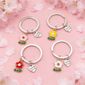 Enamel Flower Thank You Heart Charm Keychain Four Colors view 2