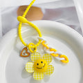 Gingham Daisy Smiley Charm Keychain With Silicone Bead Strap view 4