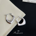 Silver Irregular Geometric Huggie Hoop Earrings Polished view 3