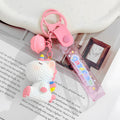 Cartoon Animal Resin Figure Keychain With Bell And Clear Wrist Strap view 9