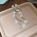 Delicate Floral Vine Drop Earrings in Blue and White Colorways view 7