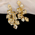 Sculptural Petal Cluster Drop Earrings In Silver And Gold view 7