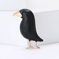Matte Black Crow Brooch With Gold Tone Beak and Legs view 2