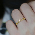 Gold Tone Double Band Butterfly Clear Stone Finger Ring 6-10 view 3