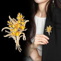 Yellow Wheat Metal Brooch Pin 4.7 x 6.7 cm for Jackets and Lapels view 3