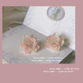 Pink Layered Shell Flower And Clear Stone Center Stud Earrings view 4
