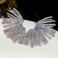 Radiating Crystal Fan Stud Earrings in Silver or Gold Tone view 6